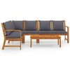 vidaXL 5 Piece Garden Lounge Set with Cushion Solid Acacia Wood