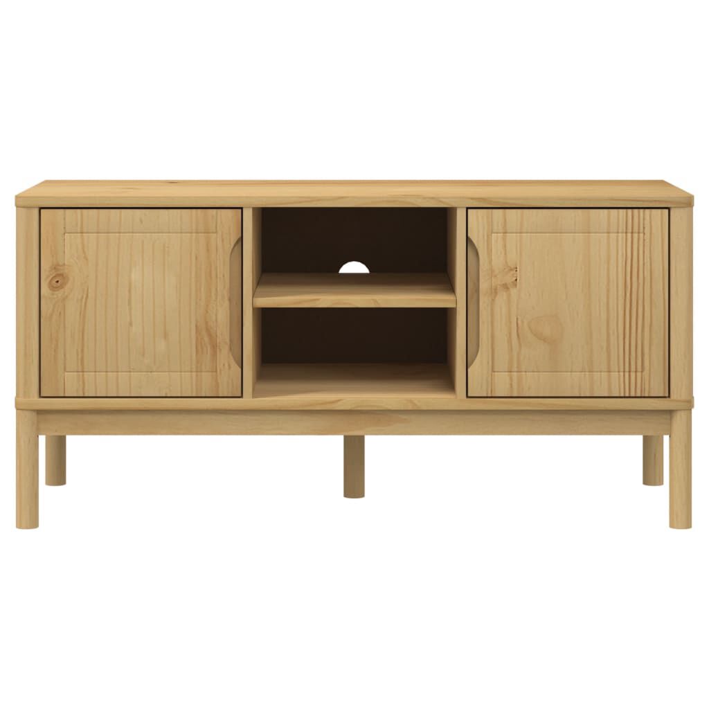 vidaXL TV Cabinet FLORO Wax Brown 114x43x55 cm Solid Pine Wood