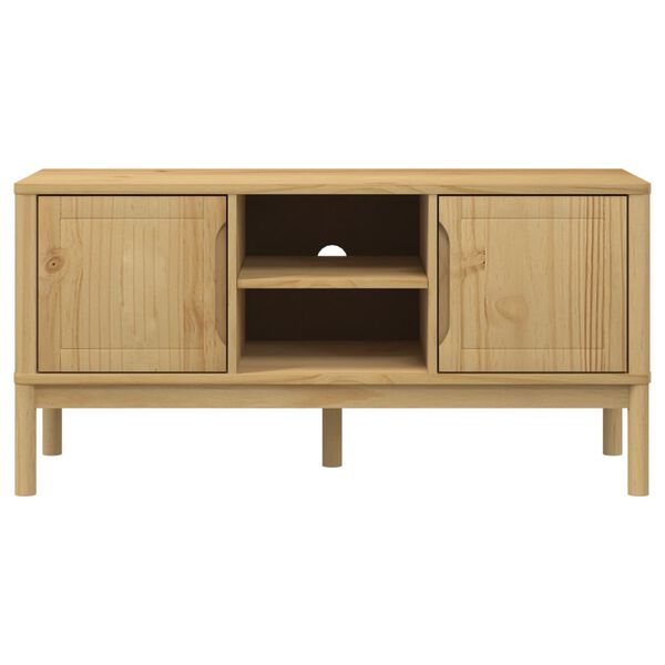 vidaXL TV Cabinet FLORO Wax Brown 114x43x55 cm Solid Pine Wood
