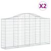 vidaXL Arched Gabion Baskets 2 pcs 200x30x100/120 cm Galvanised Iron