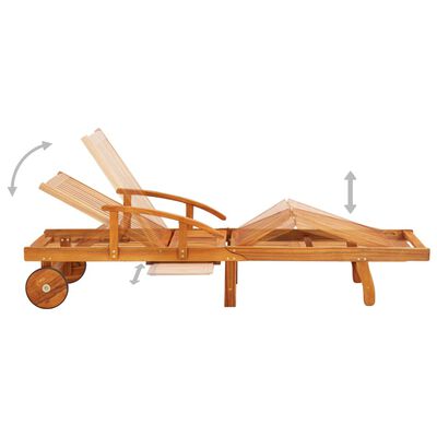 vidaXL Garden Sun Lounger with Table and Cushion Solid Acacia Wood