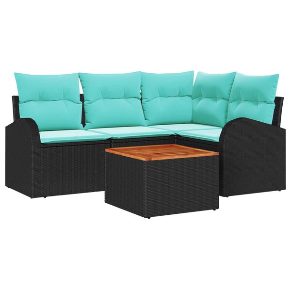 vidaXL Garden Sofa Set 5 pcs Black, turquoise