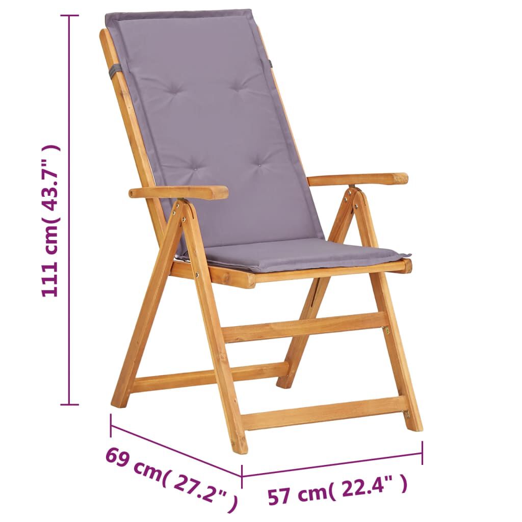 vidaXL Reclining Garden Chairs 2 pcs Brown Solid Acacia Wood
