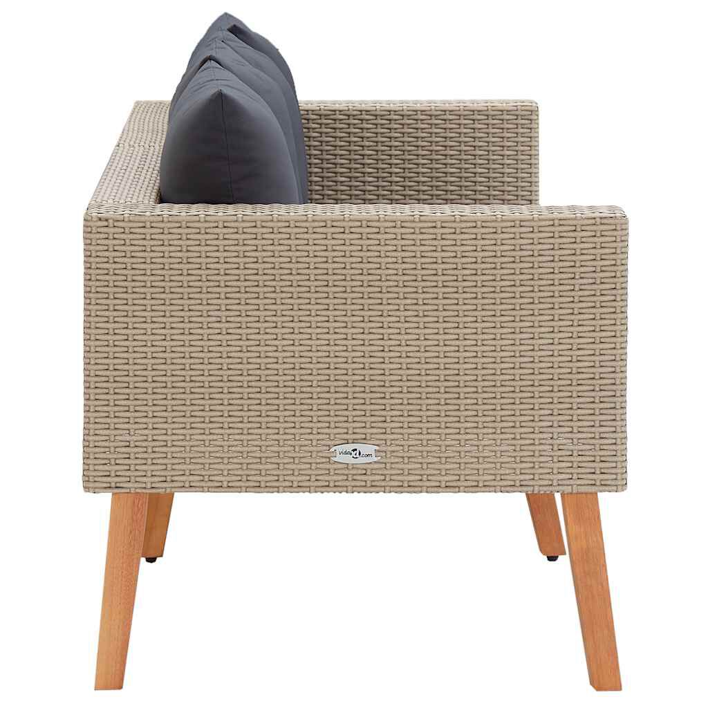 vidaXL 2-Seater Garden Sofa with Cushions Poly Rattan Beige