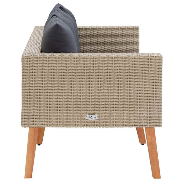 vidaXL 2-Seater Garden Sofa with Cushions Poly Rattan Beige