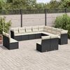 vidaXL 13 Piece Garden Sofa Set with Cushions Black Poly Rattan