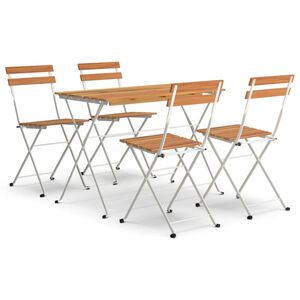 vidaXL 5 Piece Folding Bistro Set Solid Wood Acacia and Steel