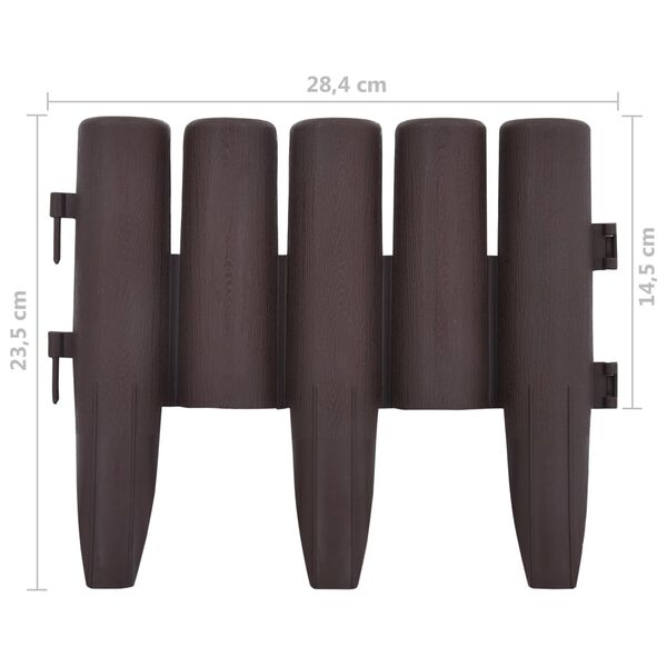 vidaXL Lawn Edgings 36 pcs Brown 10 m PP