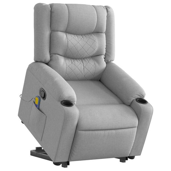 vidaXL Stand up Massage Recliner Chair Light Grey Fabric