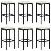 vidaXL Bar Stools with Cushions 6 pcs Black Poly Rattan