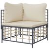 vidaXL Garden Corner Sofa with Beige Cushions Poly Rattan