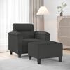 vidaXL Sofa Chair with Footstool Dark Grey 60 cm Microfibre Fabric