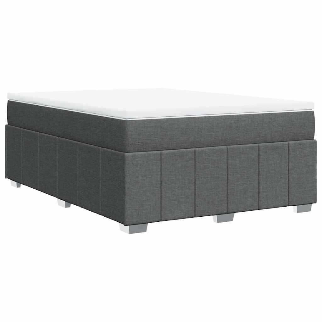 vidaXL Box Spring Bed with Mattress Dark Grey Full Fabric