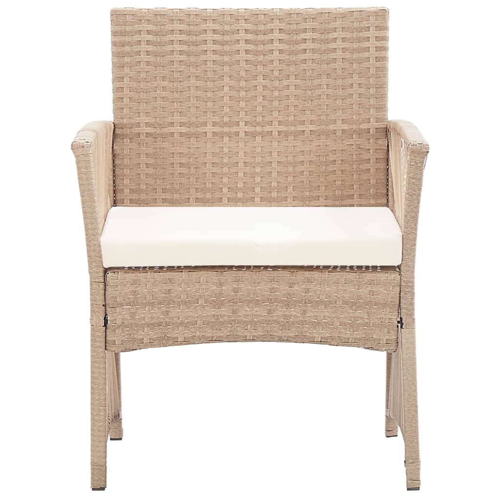 vidaXL 4 Piece Garden Lounge Set with Cushions Poly Rattan Beige