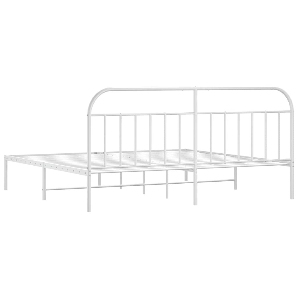 vidaXL Metal Bed Frame without Mattress with Headboard White 193x203cm