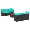 vidaXL 7 Piece Garden Sofa Set with Cushions Black Poly Rattan