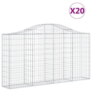 vidaXL Arched Gabion Baskets 20 pcs 200x30x100/120 cm Galvanised Iron