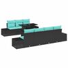 vidaXL Garden Sofa Set with Cushion 8 pcs Black and Turquoise