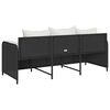 vidaXL Garden Sofa with Cushions 3-Seater Black Poly Rattan