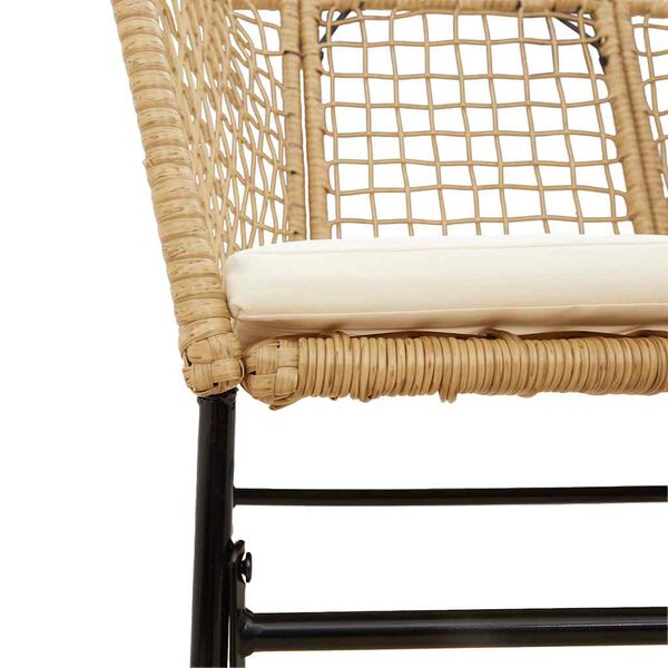 vidaXL 3 Piece Garden Dining Set with Cushions Brown Poly Rattan Glass