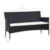 vidaXL 5 Piece Garden Lounge Set With Cushions Poly Rattan Black