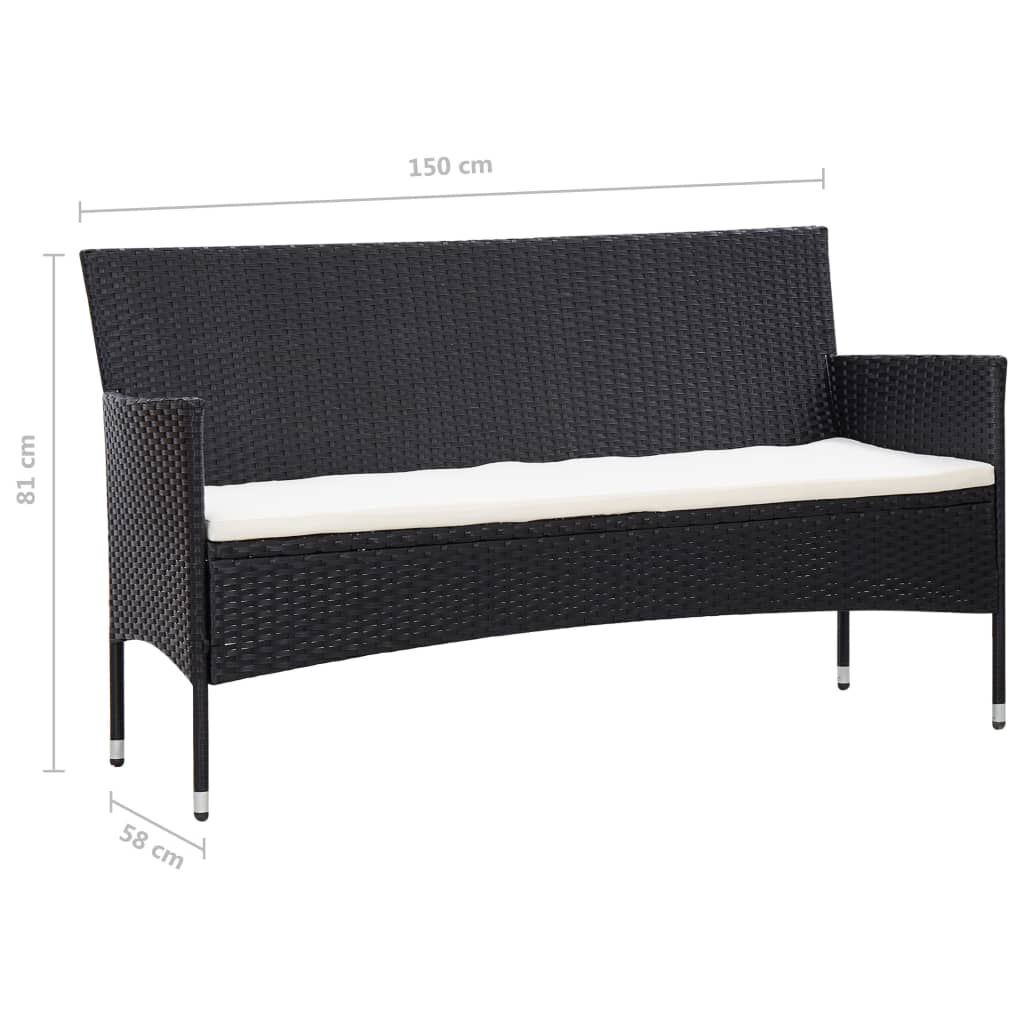 vidaXL 5 Piece Garden Lounge Set With Cushions Poly Rattan Black
