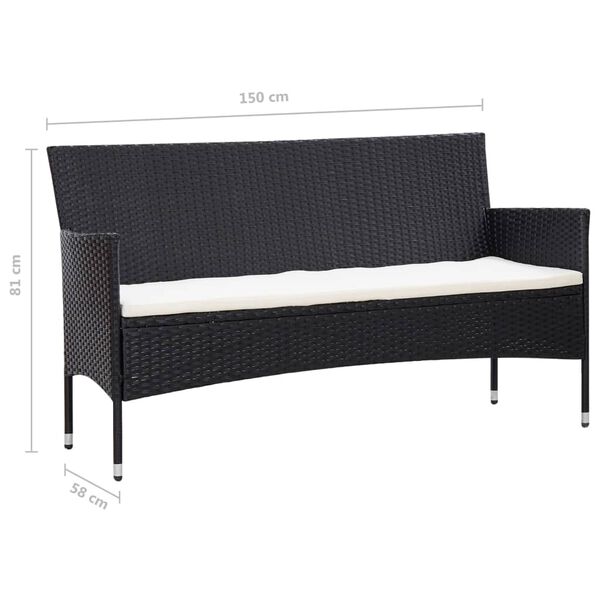 vidaXL 5 Piece Garden Lounge Set With Cushions Poly Rattan Black