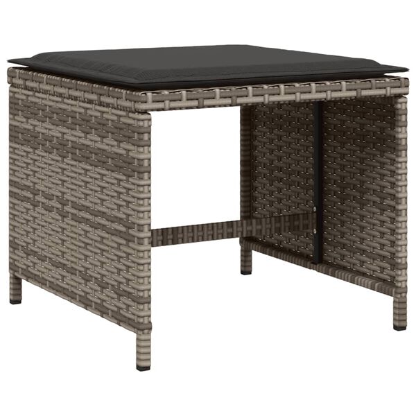 vidaXL 17 Piece Garden Dining Set with Cushions Grey Poly Rattan