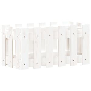 vidaXL Garden Planter with Fence Design White 60x30x30 cm Solid Wood Pine