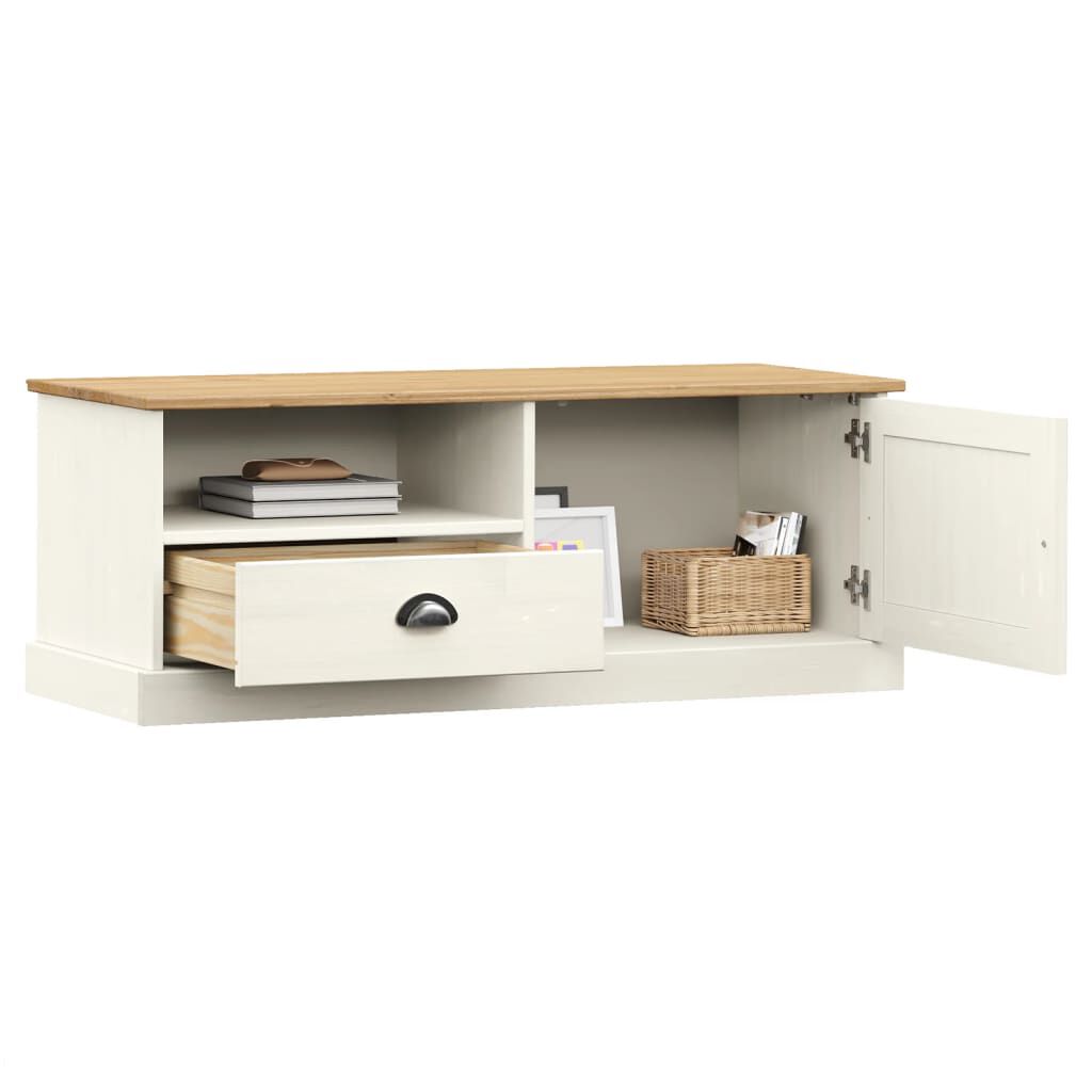 vidaXL TV Cabinet VIGO White 106x40x40 cm Solid Wood Pine