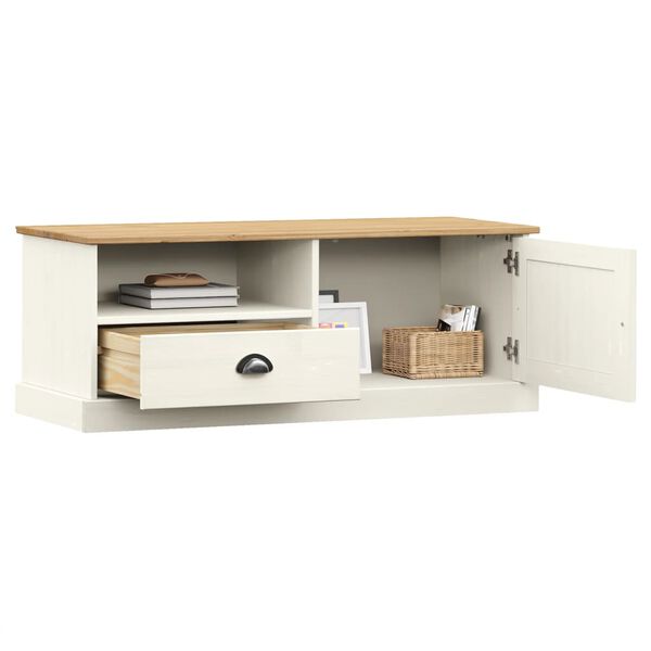 vidaXL TV Cabinet VIGO White 106x40x40 cm Solid Wood Pine