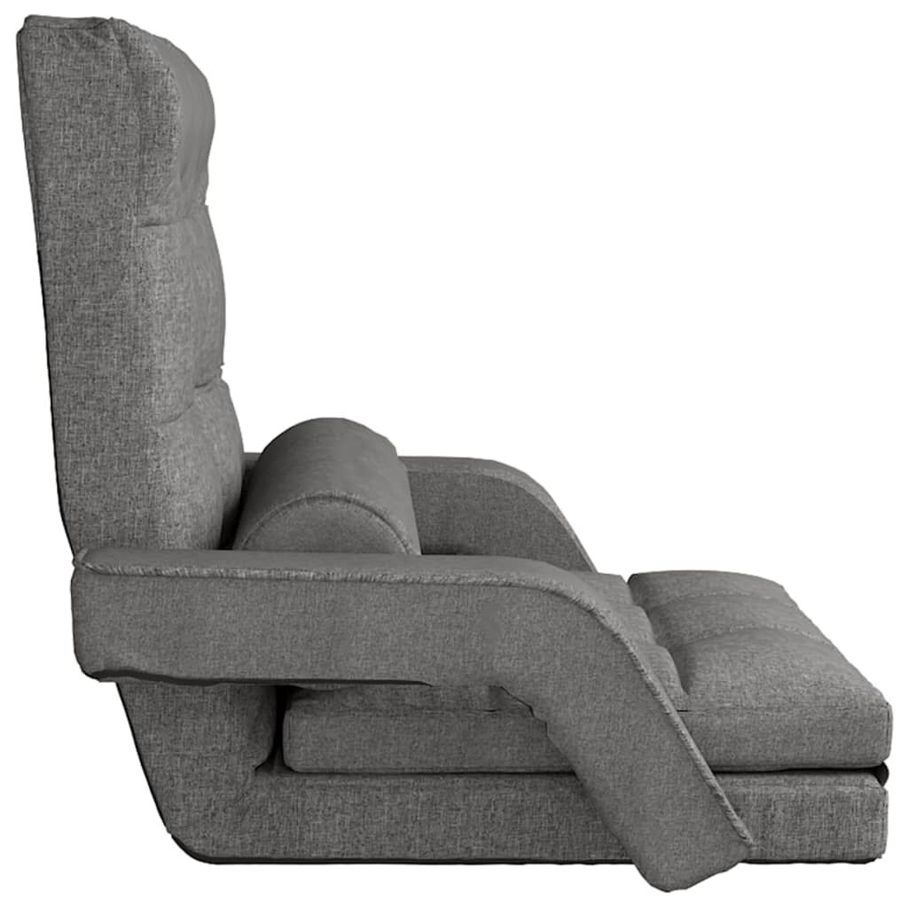 vidaXL Folding Floor Chair with Bed Function Light Grey Fabric