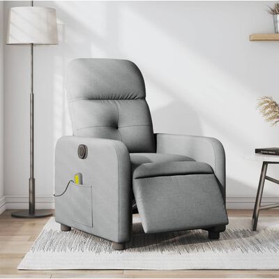 vidaXL Electric Massage Recliner Chair Light Grey Fabric