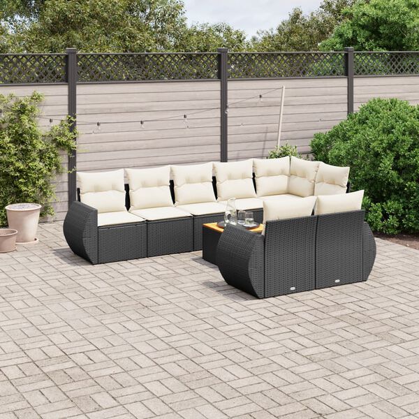 vidaXL 9 Piece Garden Sofa Set with Cushions Black Poly Rattan