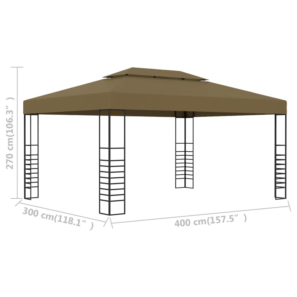 vidaXL Gazebo 3x4 m Taupe 180 g/m²