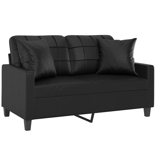 vidaXL 2-Seater Sofa with Throw Pillows Black 120 cm Faux Leather