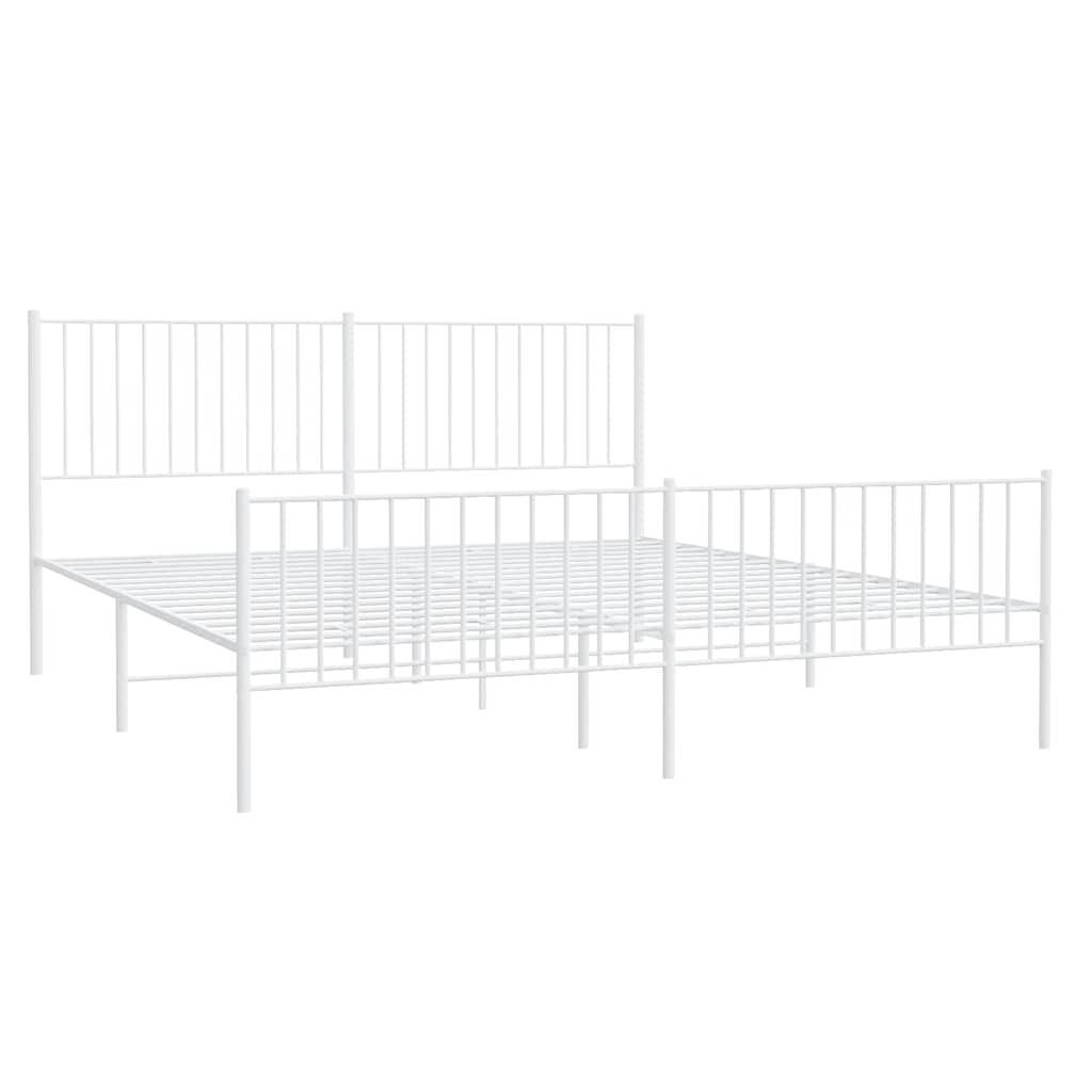 vidaXL Metal Bed Frame without Mattress with Footboard White 183x213cm