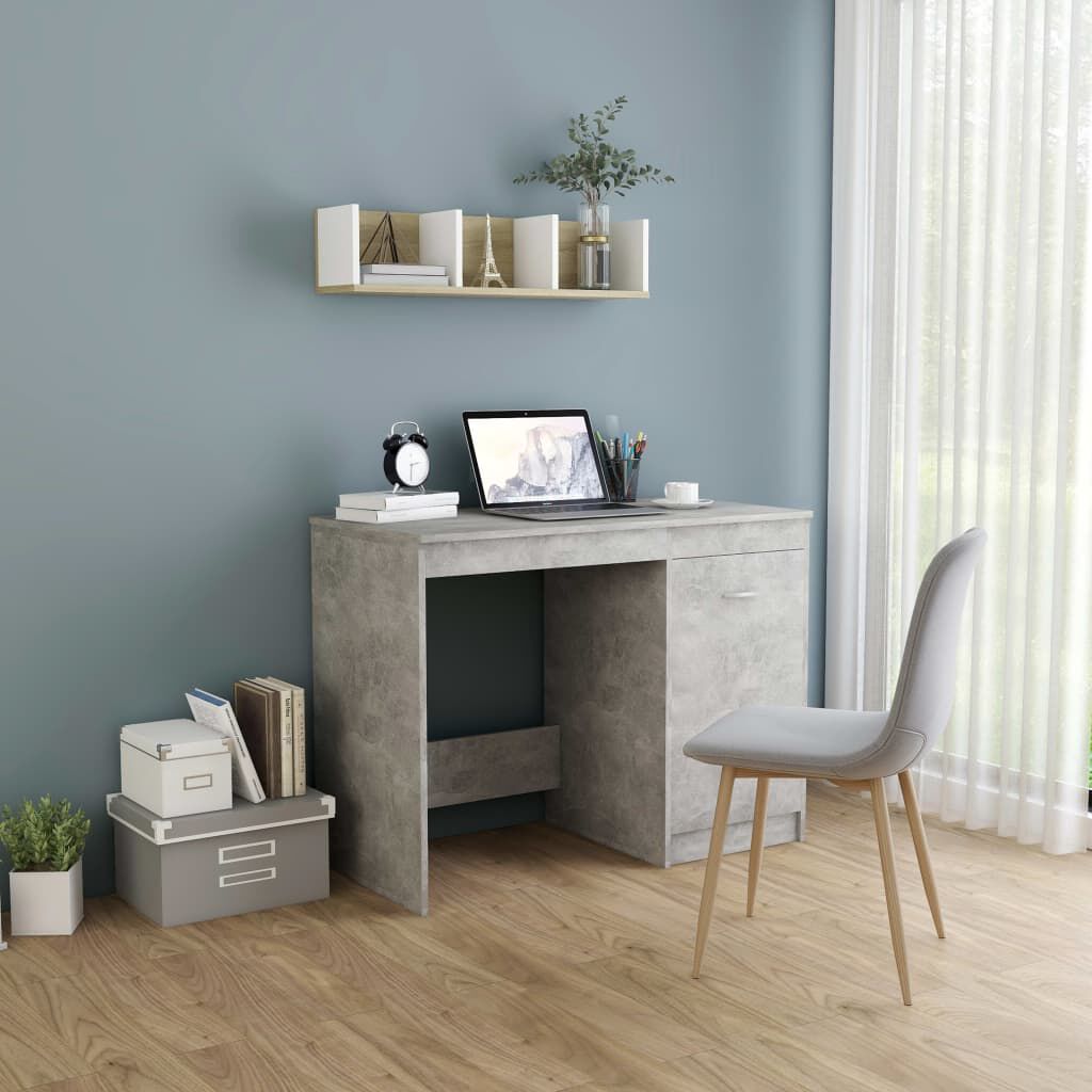 vidaXL Desk Concrete Grey 100x50x76 cm Engineered Wood