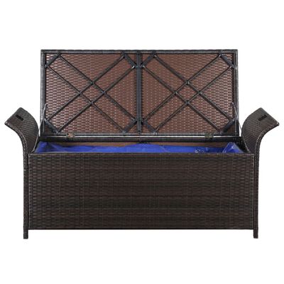vidaXL Storage Bench with Cushion 138 cm Poly Rattan Brown