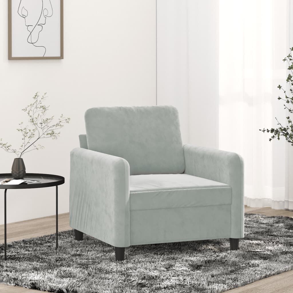 vidaXL Sofa Chair Light Grey 60 cm Velvet