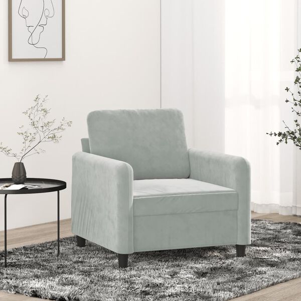 vidaXL Sofa Chair Light Grey 60 cm Velvet