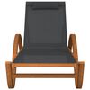 vidaXL Sun Lounger with Pillow Grey Textilene and Solid Wood Poplar
