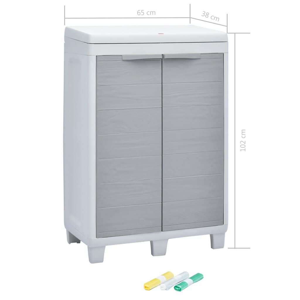 vidaXL Garden Dustbin with 3 Bags Light Grey 65x38x102 cm