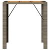 vidaXL Garden Bar Table with Acacia Wood Top Grey 105x80x110 cm Poly Rattan