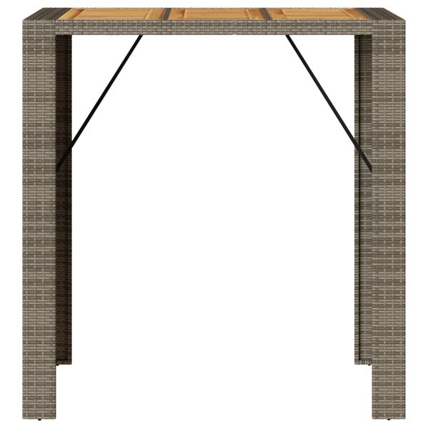vidaXL Garden Bar Table with Acacia Wood Top Grey 105x80x110 cm Poly Rattan