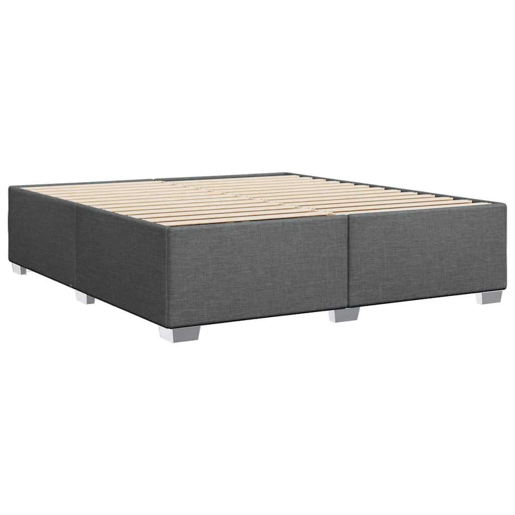 vidaXL Bed Frame without Mattress Dark Grey King Fabric