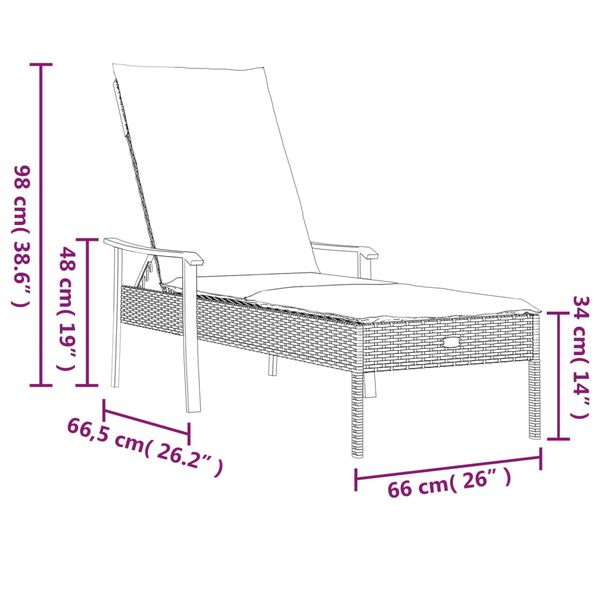 vidaXL Sun Loungers 2 pcs with Table and Cushions Grey Poly Rattan