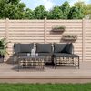 vidaXL 4 Piece Garden Lounge Set with Cushions Anthracite Poly Rattan