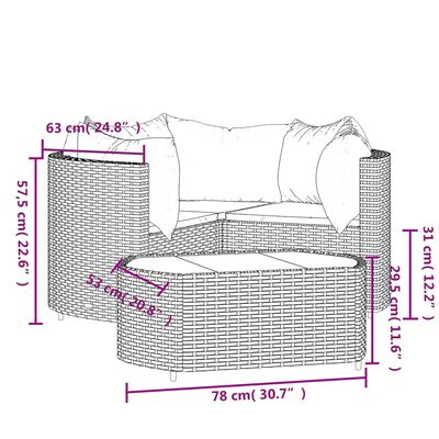 vidaXL 4 Piece Garden Lounge Set with Cushions Grey Poly Rattan