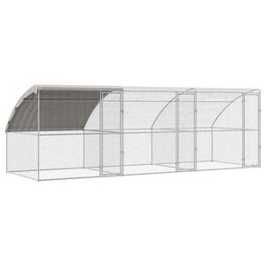 vidaXL Chicken Cage 3 pcs Silver 600 x 200 x 200 cm Steel and PE
